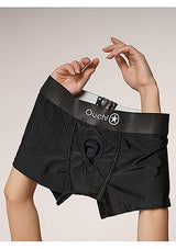 Shots Ouch! Vibrating Strap-on Boxer Black