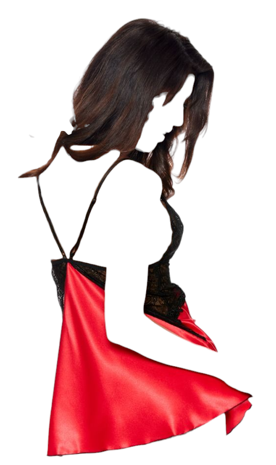 Shirley of Hollywood Lace & Satin Chemise Red/Black
