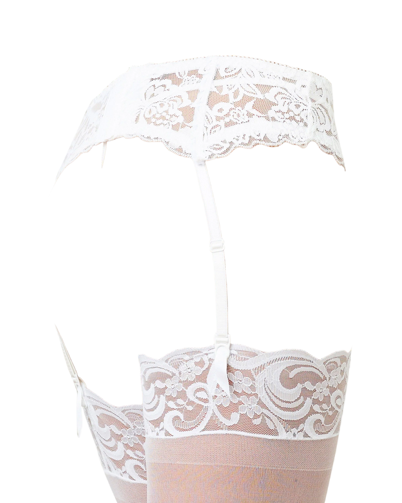 Dreamgirl Stretch Lace Garter belt with Scalloped Hem and Hook & Eye Back Closure White