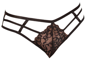 Dreamgirl Strappy Cheeky Panty with Center Front Lace Detail Black