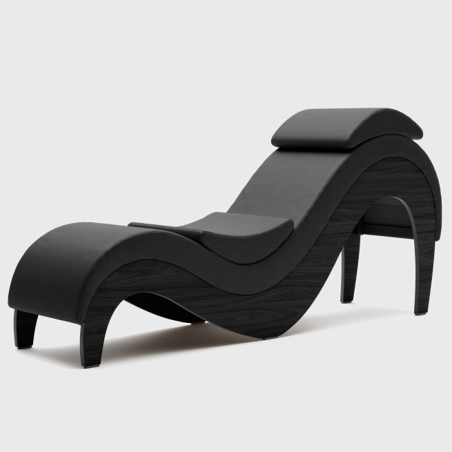 Liberator Supervio Premier Ultraleather Sex Chaise with Black Oak Frame and Cuff Kit