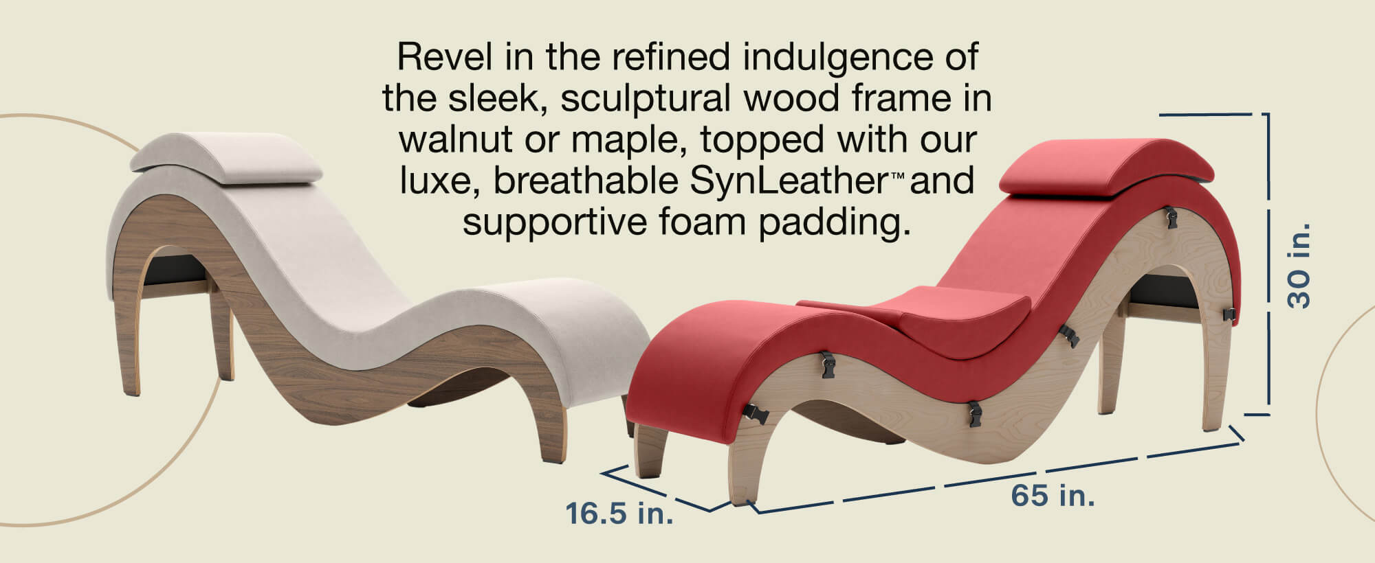 Liberator Supervio Premier Ultraleather Sex Chaise with Black Oak Frame and Cuff Kit