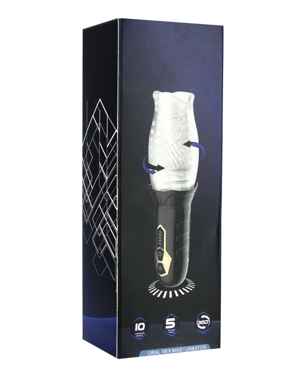 Male Rose Cyclone Spinning Penis Vibrator & Stroker Black