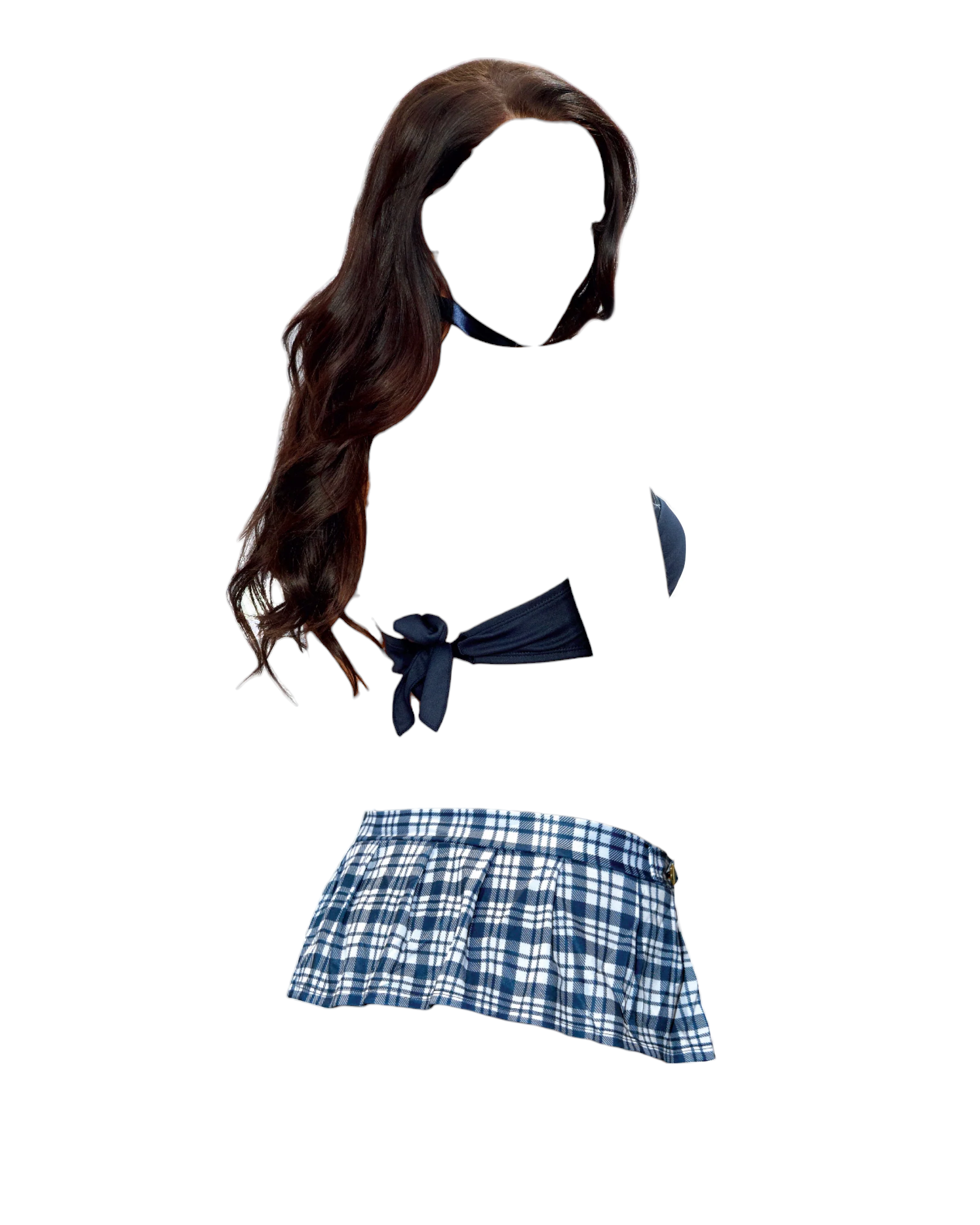 Dreamgirl Teacher's Pet Two-Piece Strapless Vest-Look & Pleated Plaid Skirt Roleplay Set Blue One Size