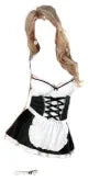 Escante French Maid Costume Roleplay Dress with Apron Black/White