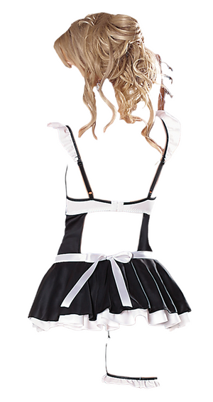 Escante French Maid Costume Roleplay Dress with Apron Black/White