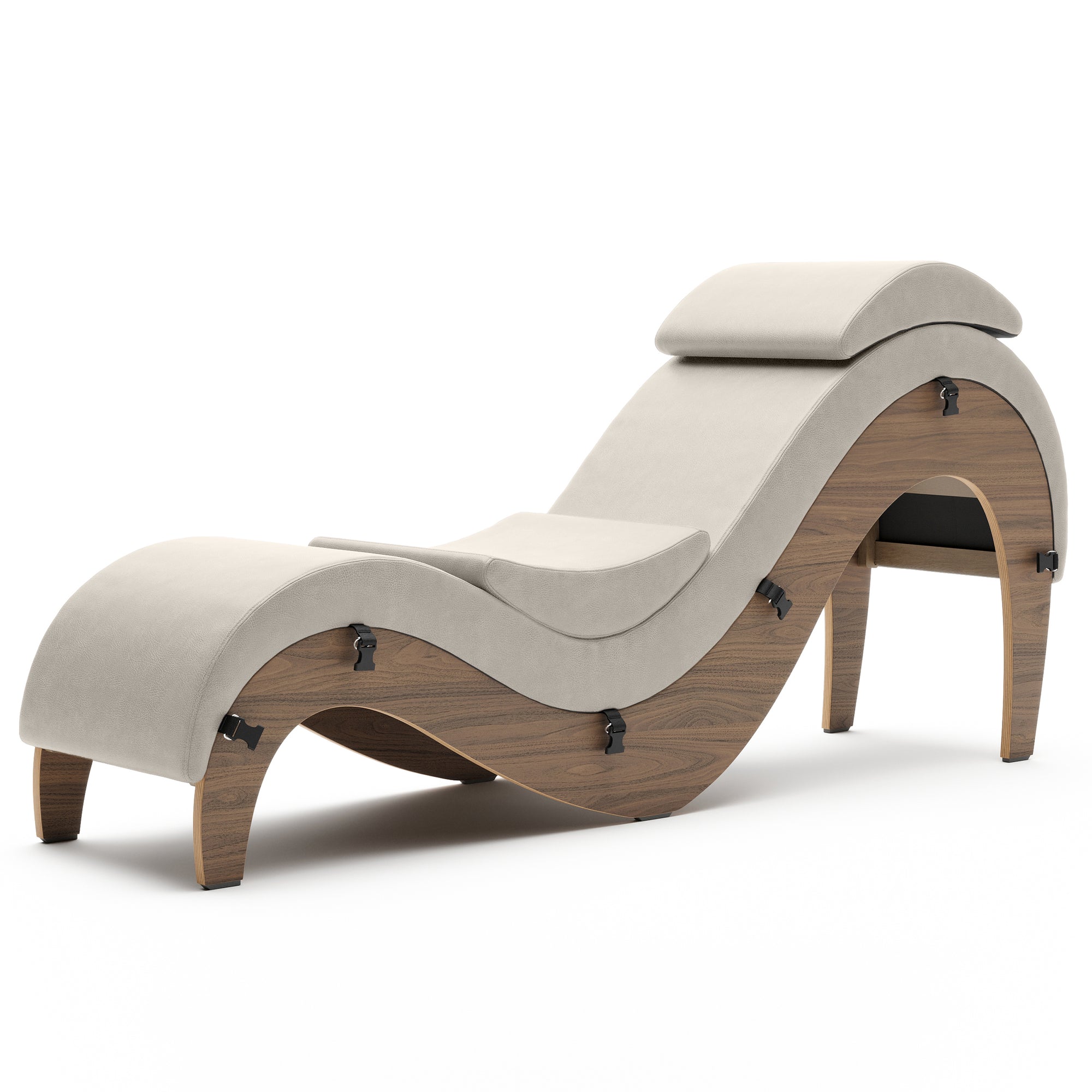 Liberator Supervio Luxury Chaise Walnut and Distressed Faux Leather with Cuff Kit Restraints