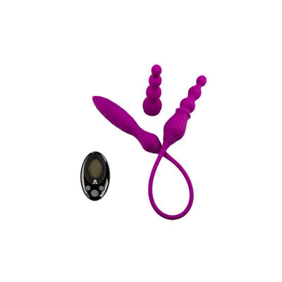 2X Rechargeable Silicone Double Vibrator with Remote Control - Purple - Romantic Blessings