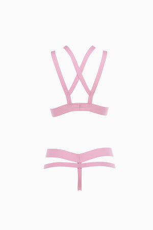 Allure Kitten In Love & Lust Open Cup Bra & Open Thong Set Pink One Size
