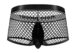 Male Power Penis Pit Net Mini Shorts with Penis Ring Black