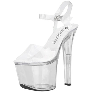 LapDance Shoes 7" Heel Clear Platform Sandal with Strap - Romantic Blessings