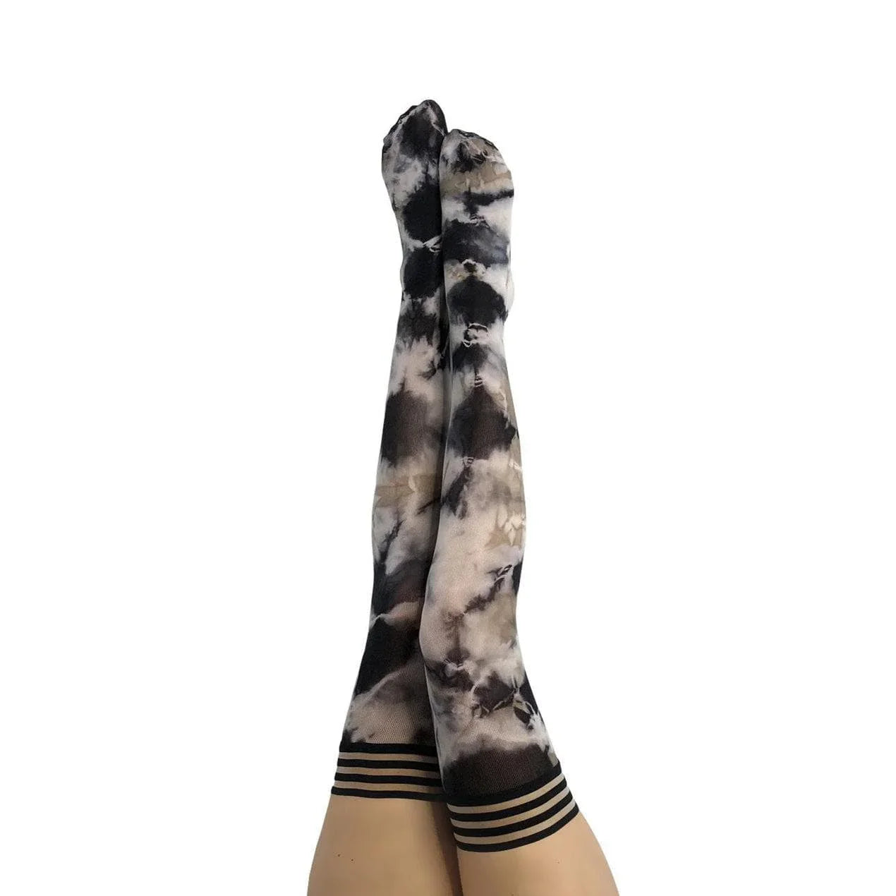 Kixies Mackenzie Tie Dye Thigh Highs Black/Tan - Romantic Blessings
