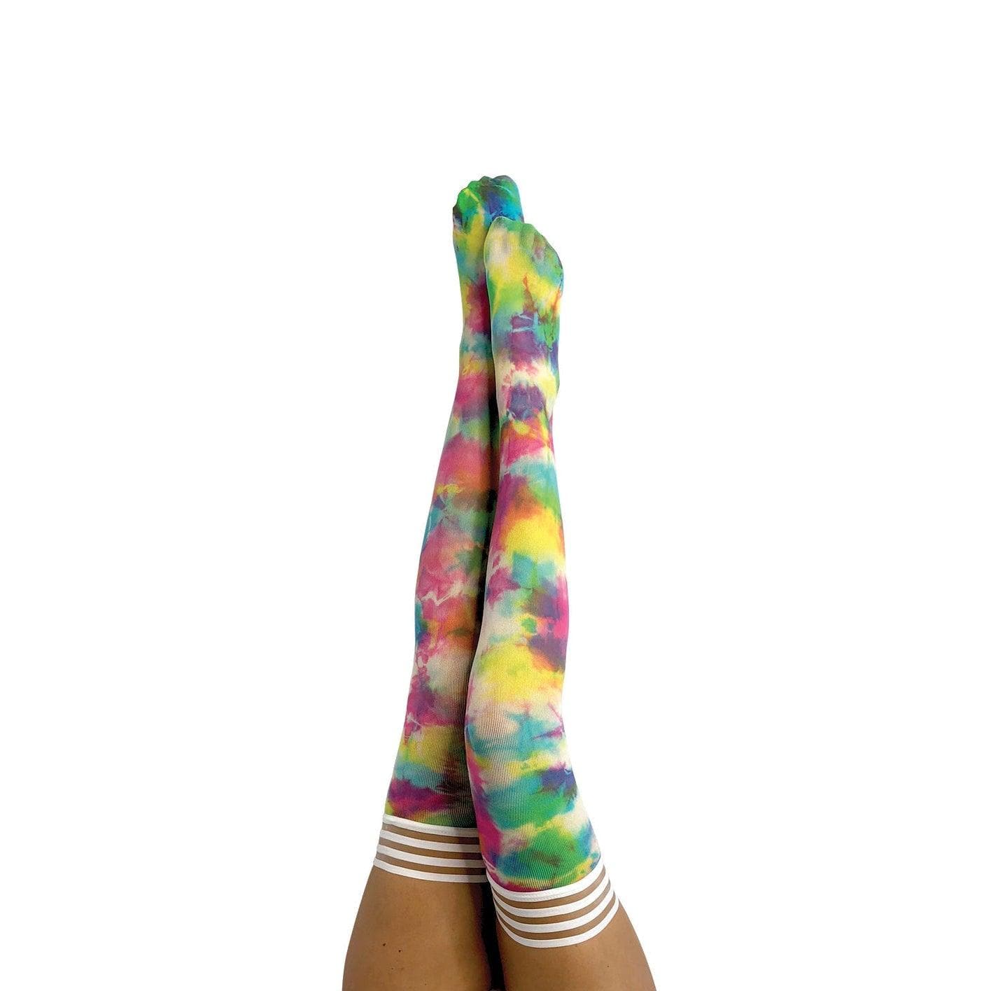 Kixies Gilly Rainbow Tie Dye Thigh Highs Multi Color - Romantic Blessings
