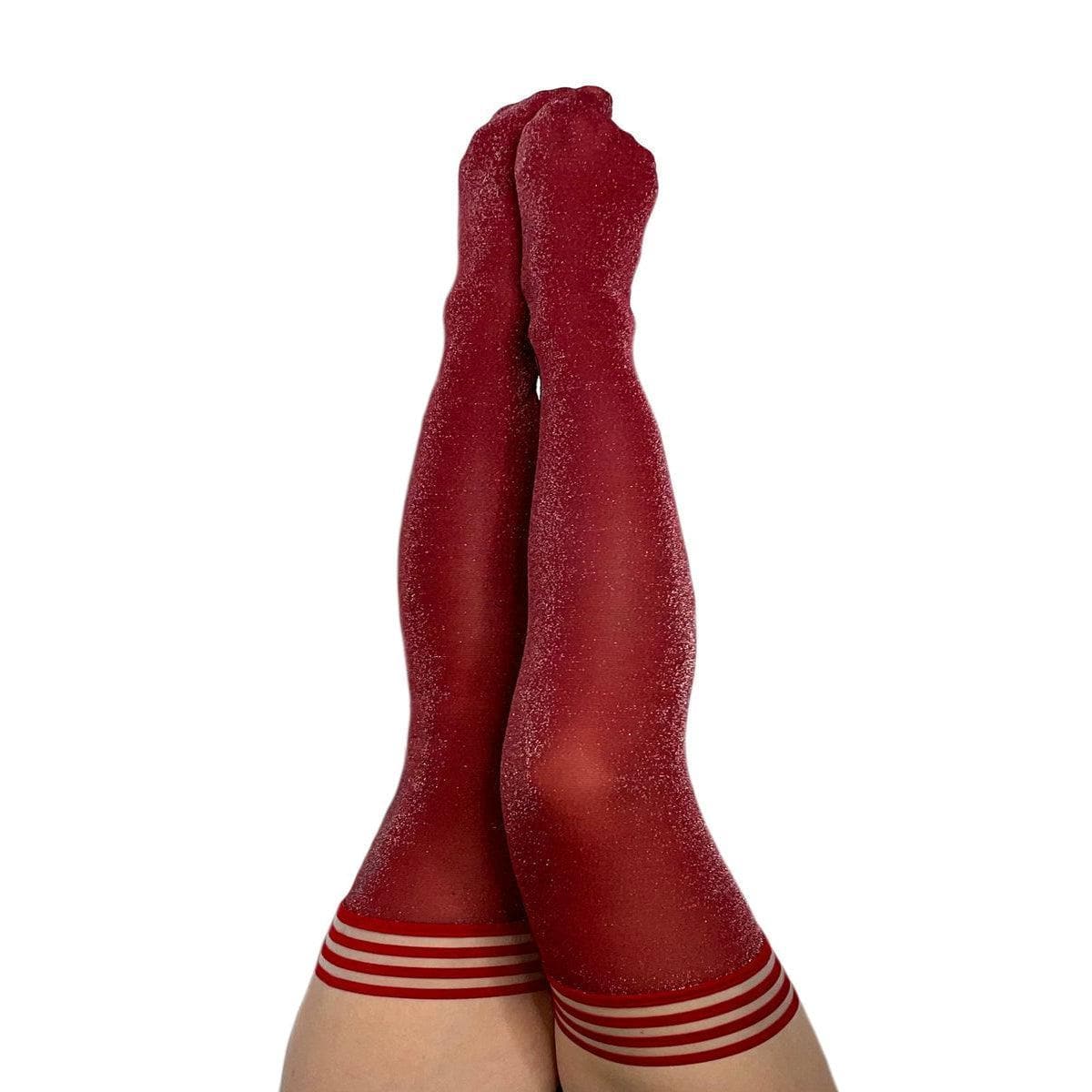 Kixies Holly Sparkle Shimmer Thigh High Tights Cranberry - Romantic Blessings