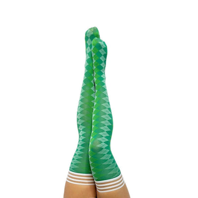 Kixies Golf Collection Par 4 Arglye Thigh Highs Green - Romantic Blessings