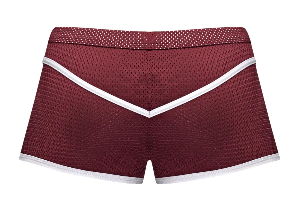 Male Power Sport Mesh Sport Mini Short Burgundy