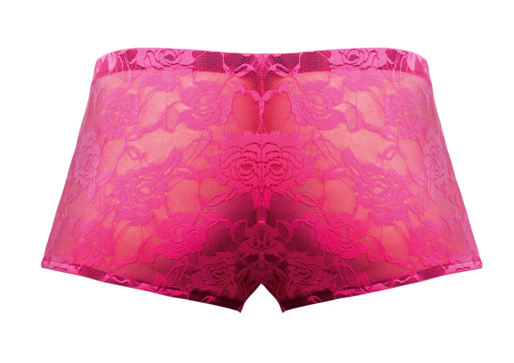 Male Power Mini Short Neon Lace Hot Pink