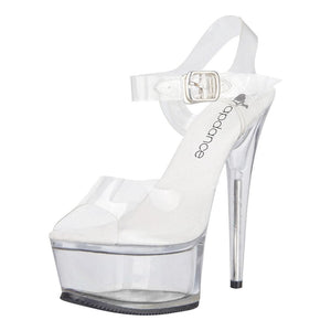 LapDance Shoes 6" Heel Clear Platform Sandal with Strap - Romantic Blessings