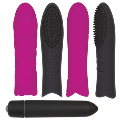 Pleasure Silicone Sleeve Trio with Bullet Kit - Purple and Black