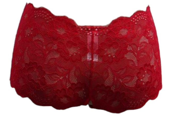 Escante Lace & Mesh Bustier with Underwire Cups & G-String Red