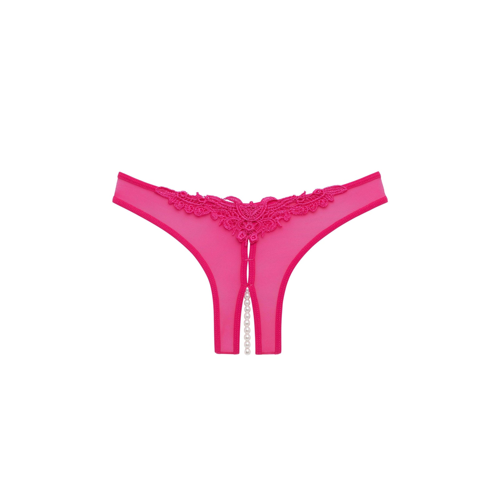 Oh La La Cheri Crotchless Thong with Pearls Pink - Romantic Blessings