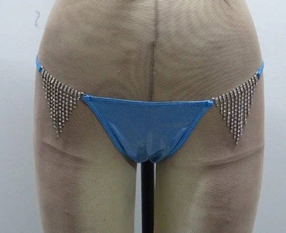Escante Crystal Black Light Dancewear Jeweled Bottom w/Ruching Blue One Size