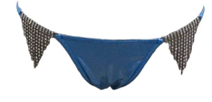 Escante Crystal Black Light Dancewear Jeweled Bottom w/Ruching Blue One Size