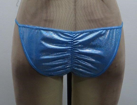 Escante Crystal Black Light Dancewear Jeweled Bottom w/Ruching Blue One Size