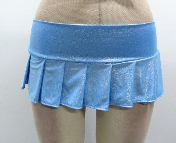 Escante Crystal Black Light Dancewear Wide Band Pleated Skirt Blue One Size