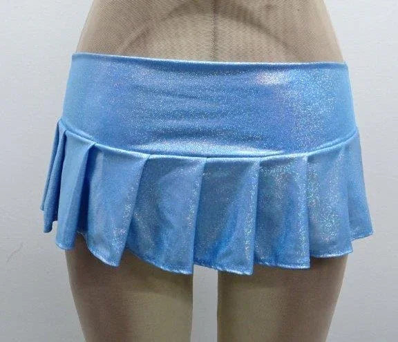 Escante Crystal Black Light Dancewear Wide Band Pleated Skirt Blue One Size