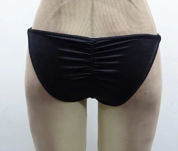 Escante Rhinestone Side Rouched Bottom G-String Black One Size