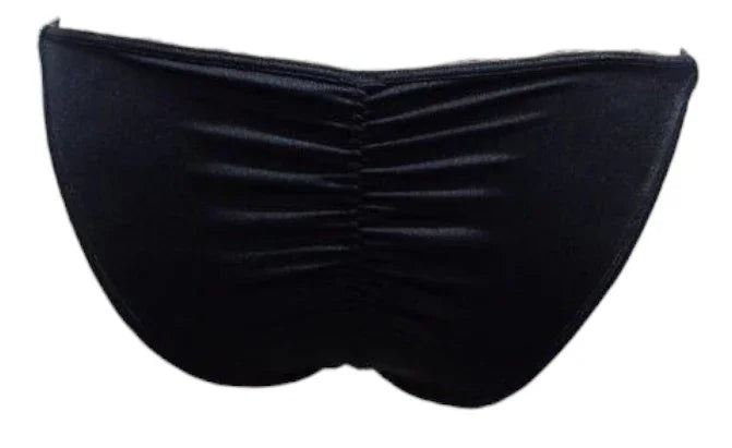 Escante Rhinestone Side Rouched Bottom G-String Black One Size