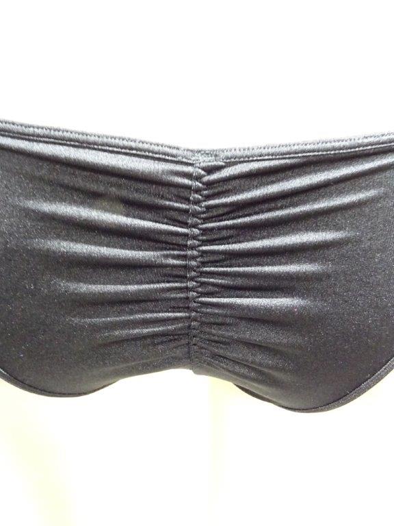 Escante Rhinestone Side Rouched Bottom G-String Black One Size