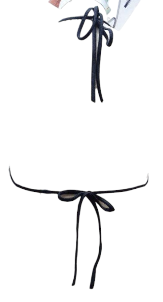 Escante Rhinestone Strappy Cup Tri-Top Bralette Black One Size