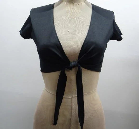 Escante Short Sleeve Tie Front Shirt Black