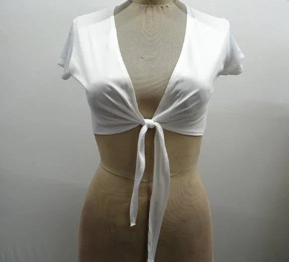 Escante Short Sleeve Tie Front Shirt White