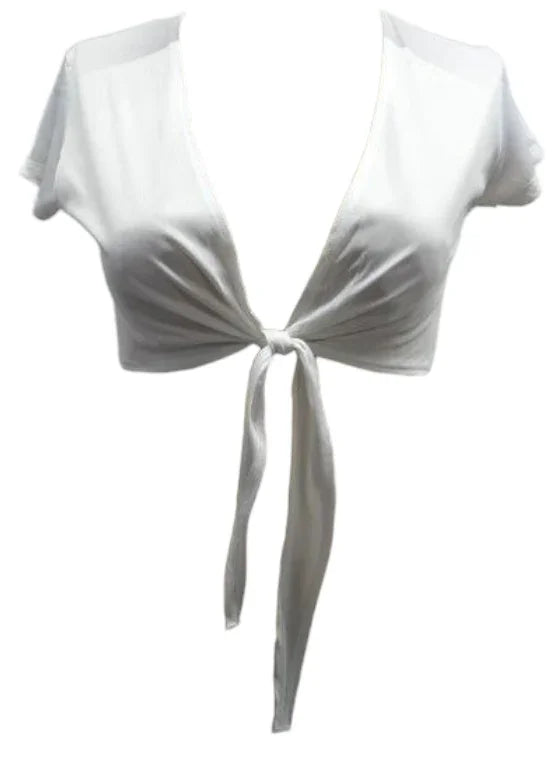 Escante Short Sleeve Tie Front Shirt White