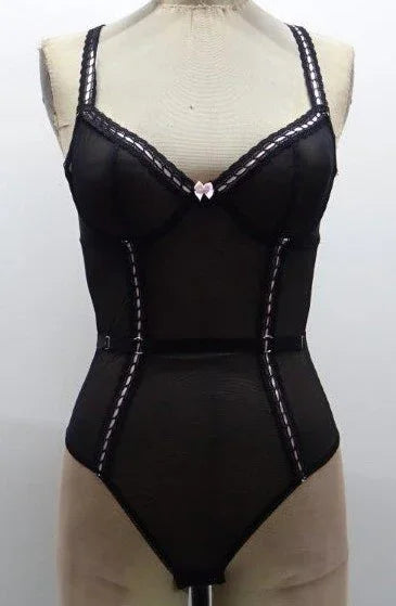 Escante Ribbon Woven Teddy Black Baby Pink