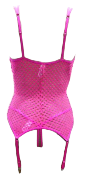 Escante Honeycomb Bustier with Adjustable Straps and Garters Neon Pink