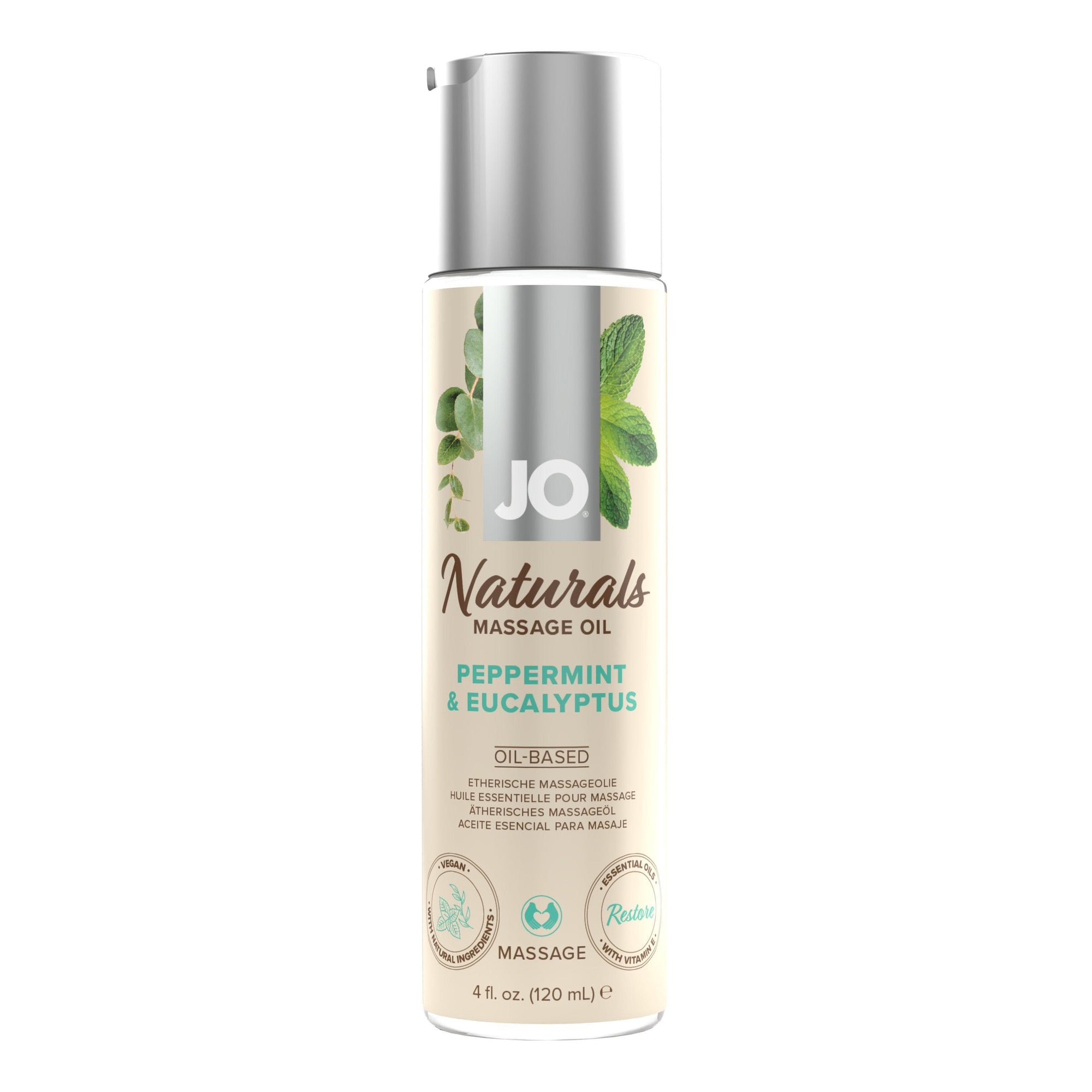JO Naturals Peppermint & Eucalyptus Massage Oil 4oz - Romantic Blessings