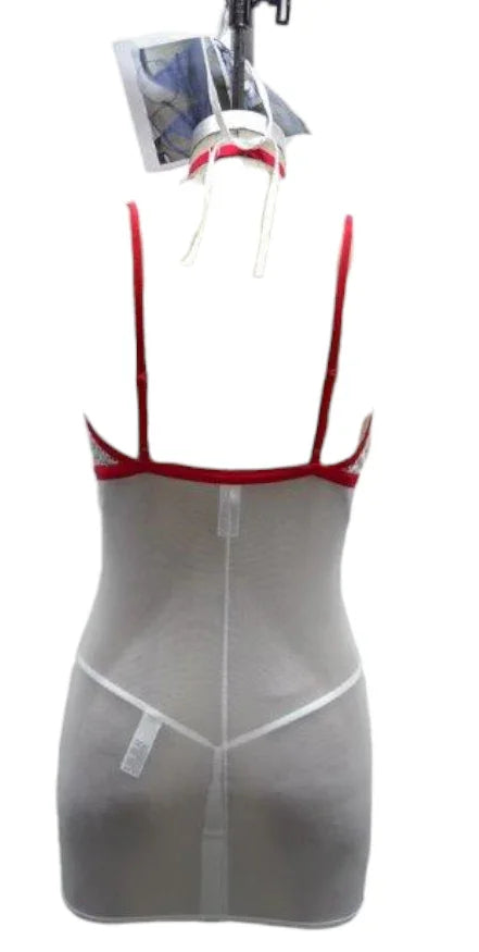 Escante Euphoria Hot & Ready Nurse Chemise, Choker, Headpiece & G-String White/Red One Size