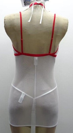 Escante Euphoria Hot & Ready Nurse Chemise, Choker, Headpiece & G-String White/Red One Size