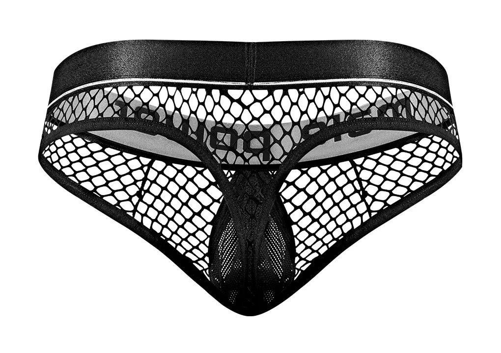 Male Power Penis Pit Net Penis Ring Exposed Rear Thong Black