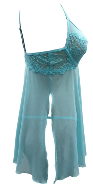 Escante Malibu Underwire Cup Babydoll with Matching G-String Blue