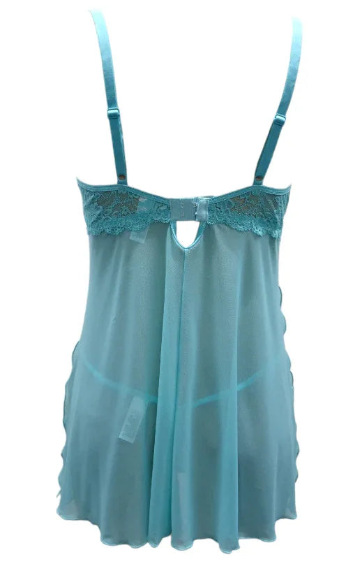 Escante Malibu Underwire Cup Babydoll with Matching G-String Blue