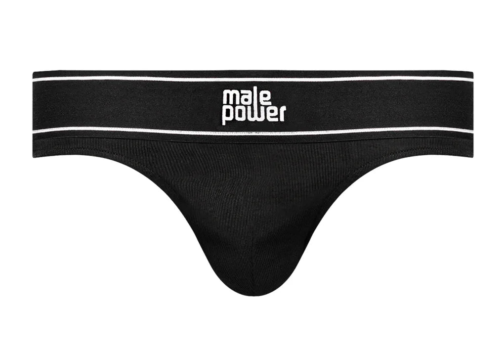 Male Power Modal Rib Bong Thong Black