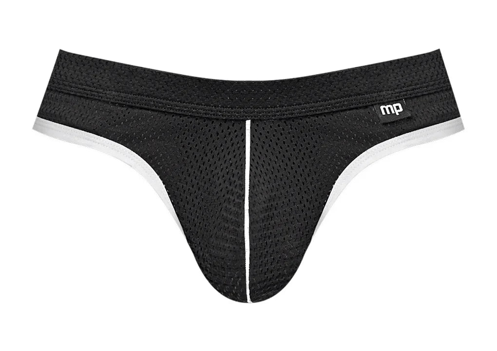 Male Power Sport Mesh Sport Thong Black