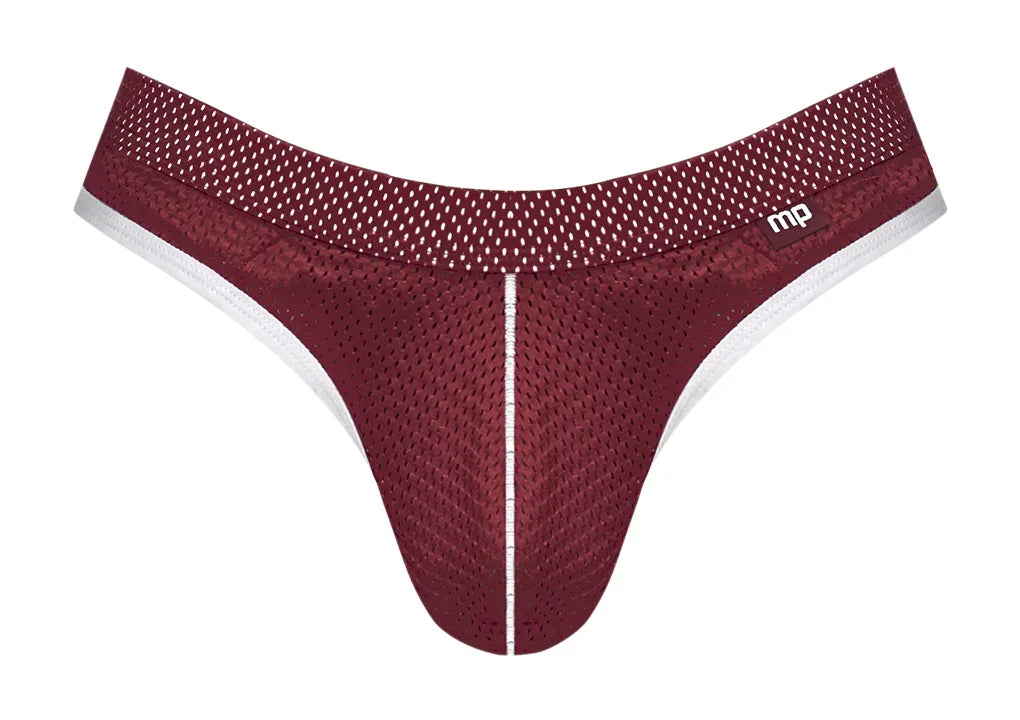 Male Power Sport Mesh Sport Thong Burgundy