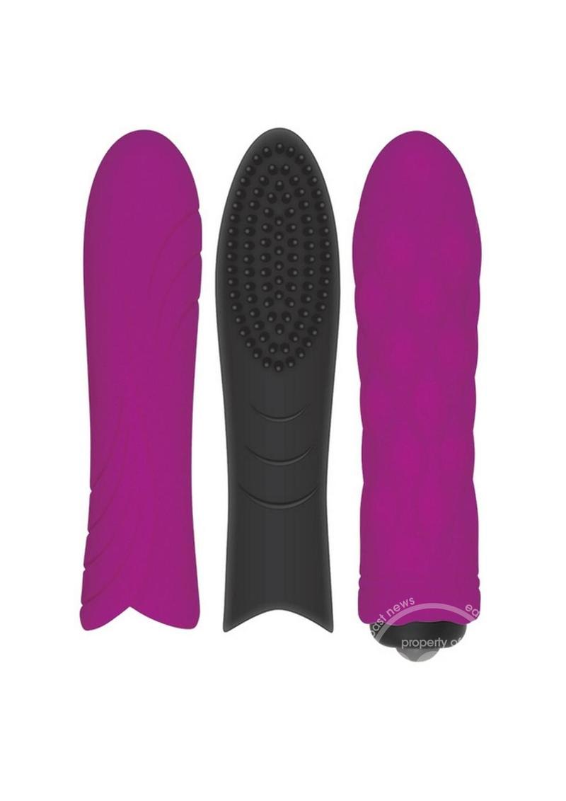 Pleasure Silicone Sleeve Trio with Bullet Kit - Purple and Black