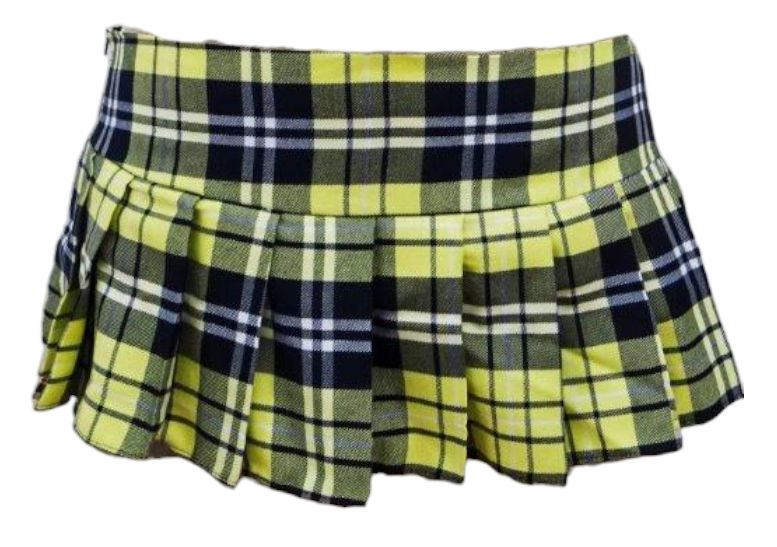 Escante Mini Pleated Zipper Side School Girl Skirt Yellow Plaid